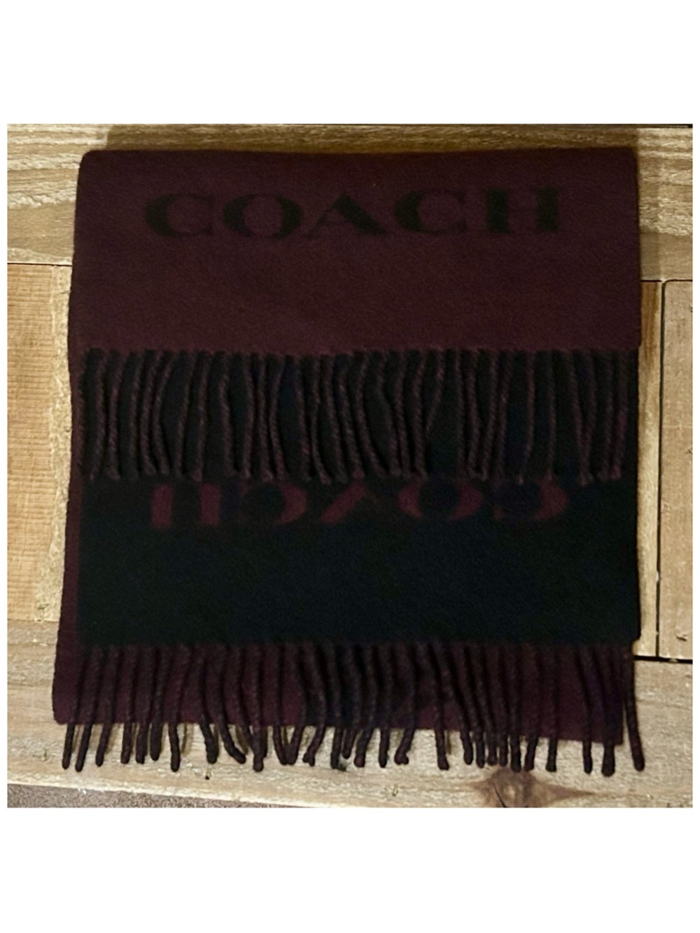 COACH Double Faced Cashmere Muffler Scarf (CB694). - Picture 7 of 12
